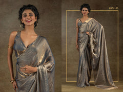 Designer Saree | Space Silk with Original Jarkhan Diamond Work | Wedding & Party Wear