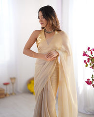 Saree | Space Silk with Original Jarkhan Diamond Work | Wedding & Party Wear